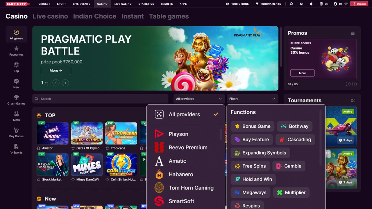 BateryBet Casino Review of Design and Structure of Website