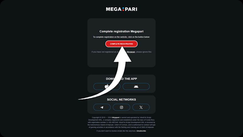 Megapari online casino review step 5 of registering new account