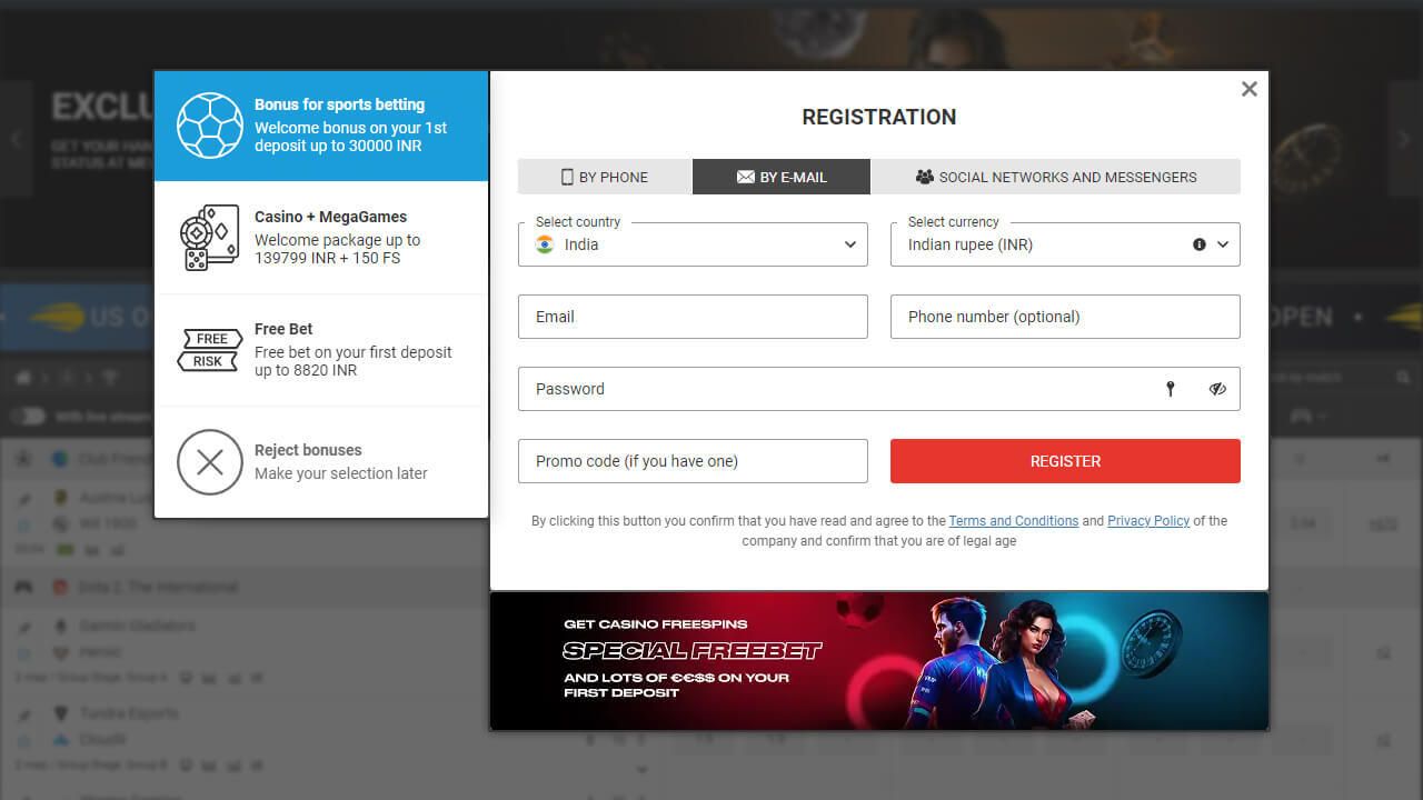 This is the third step of registering and account with online casino Megapari