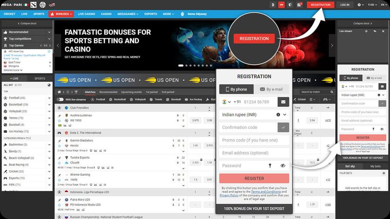 Megapari casino review registration process step 1