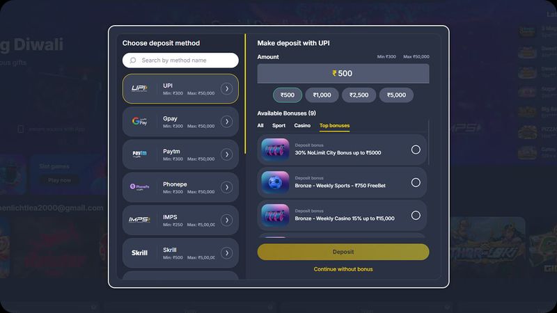 Deposit process of Bettilt online casino