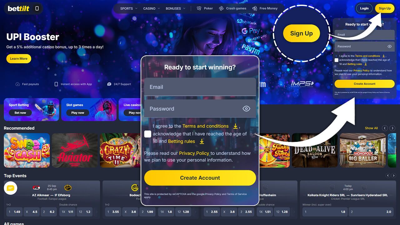 In our Bettilt casino review we are analysing the registration process step 1