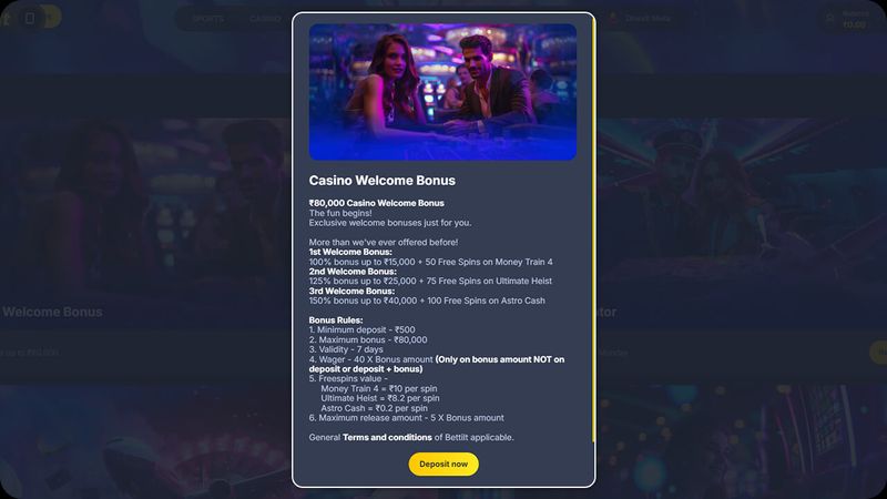 The sign bonus in Bettilt India