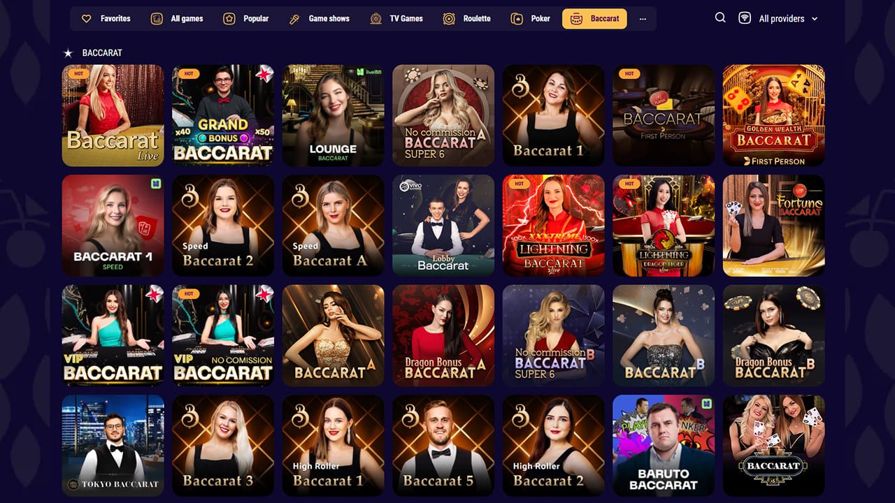 LopeBet IN Casino Site - Live Baccarat Section