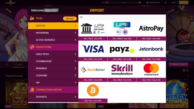 Lucky Niki - Casino Payment Methods List Deposit and Withdrawals
