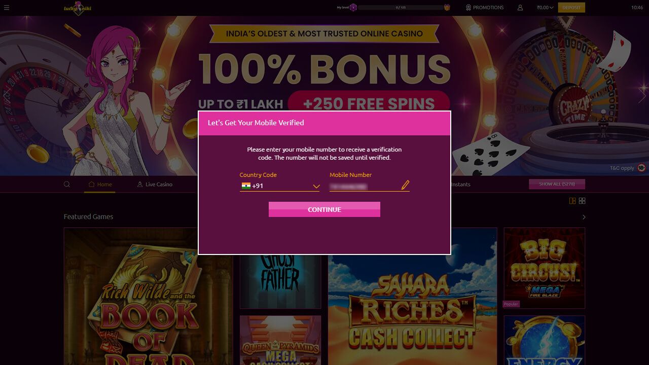 This is the third step of registering and account with online casino Lucky Niki