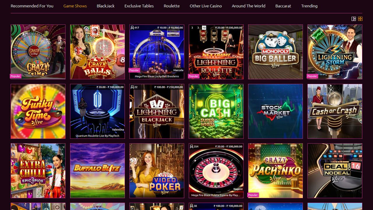 Lucky Niki IN Casino Site - Live show games Section