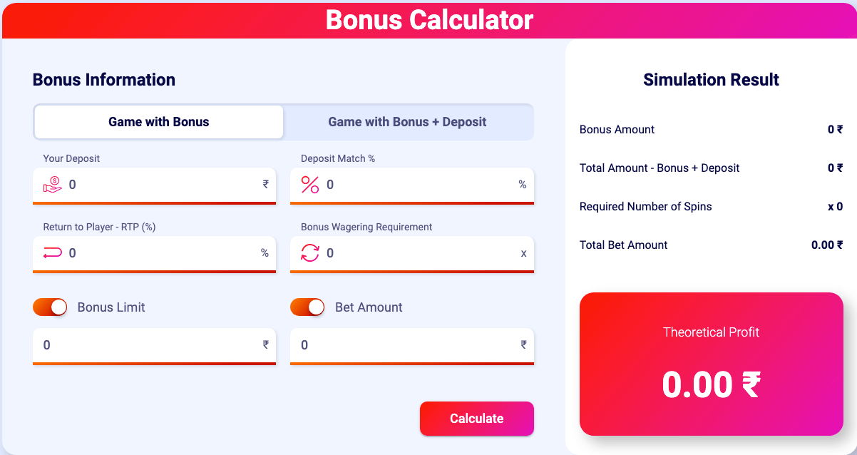 bonus calculator for online casinos with real money in india