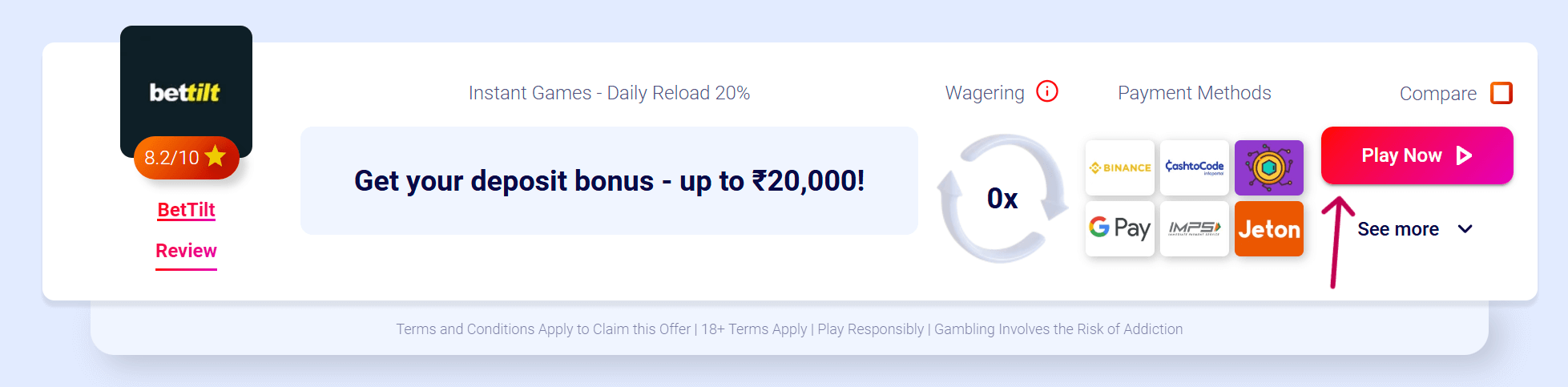 how to activate a casino reload bonus