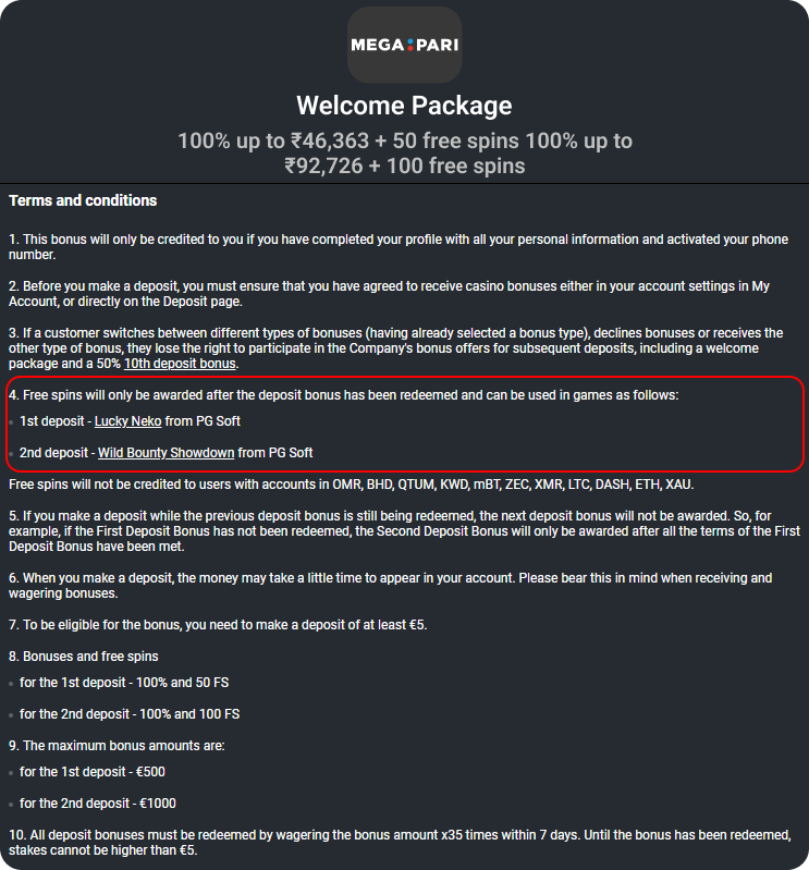 Casino Bonuses Megapari Welcome Bonus Limit on Games You Can Play with a Given Bonus