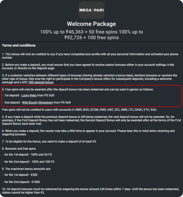 Casino Bonuses Megapari Welcome Bonus Limit on Games You Can Play with a Given Bonus