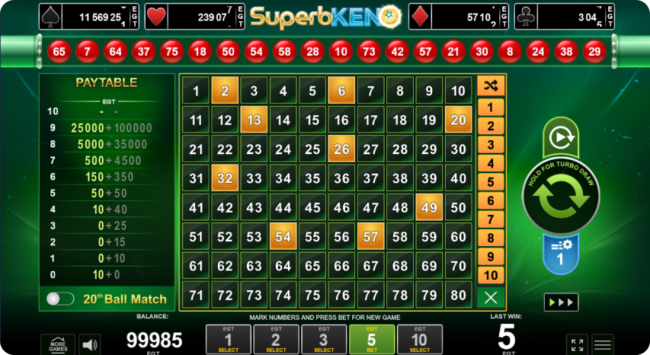 Casino Games Keno Screenshot 2