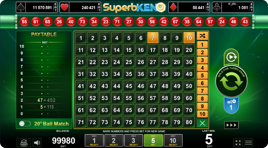 Casino Games Keno Screenshot 3