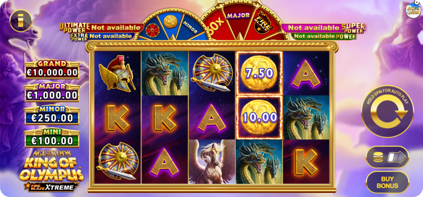 Jackpot Slot Age of the Gods King of Olympus Fire Blaze Xtreme