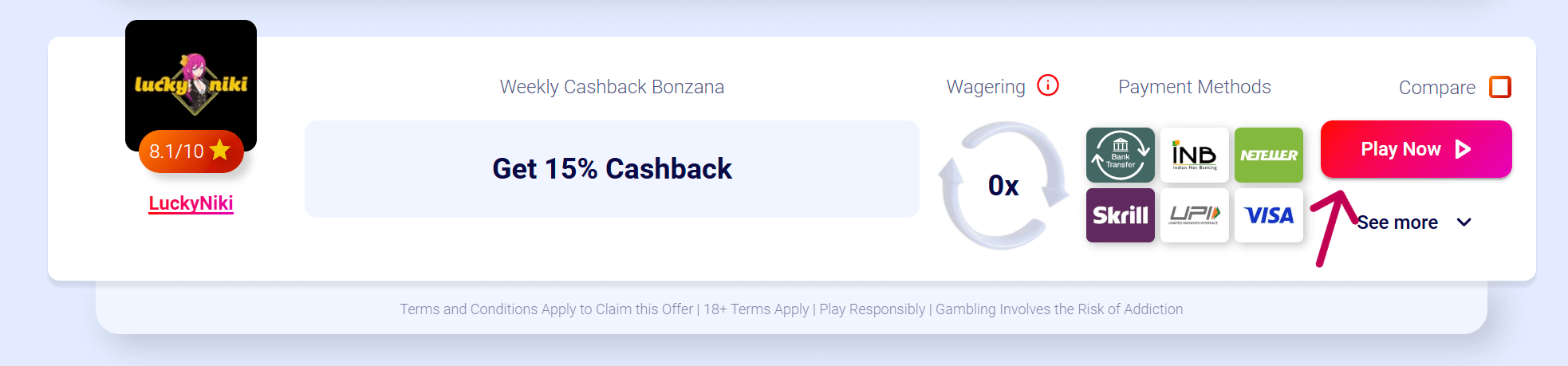 how to activate an cashback bonus from india